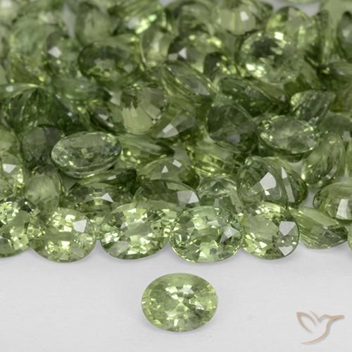 35.47 ctw Green Sapphire Gemstones, Sapphire Gems in Oval Facet Shape for Sale.