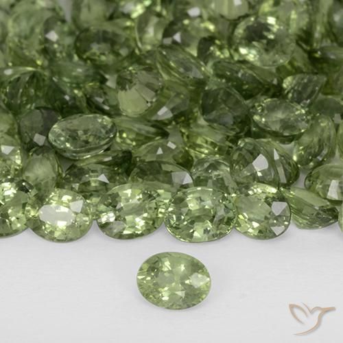 35.47 ctw Green Sapphire Stones, Natural Sapphire in Oval Facet Shape for Sale
