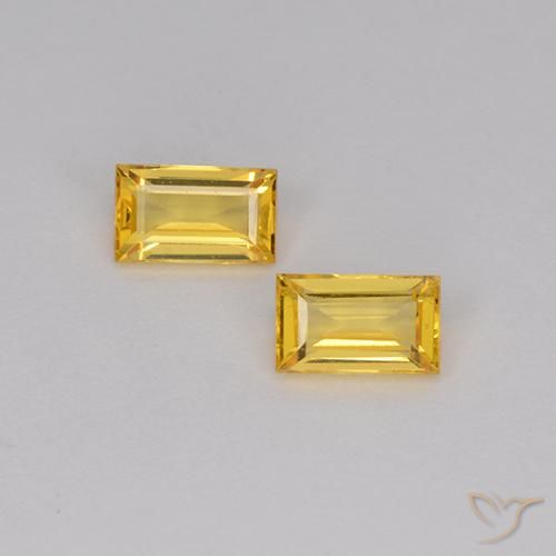 0.75 ct Loose Yellow Sapphire, 5 x 3 mm Baguette Cut From Tanzania, Photo A