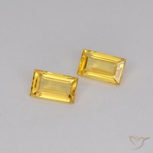 0.75 ctw Golden Sapphire Stones, Natural Sapphire in Baguette Step Cut Shape for Sale