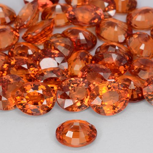 Sapphire Gemstone in 6.2 x 5.1 mm Size for Sale, Sapphire Stone in Reddish Orange Color