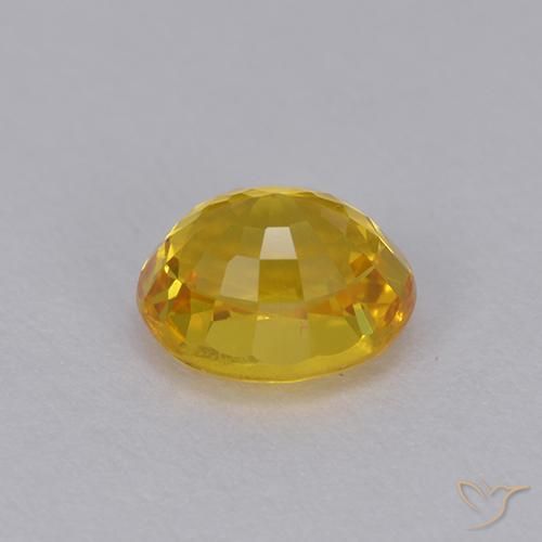 Sapphire Gemstone in 5.9 x 5.1 mm Size for Sale, Sapphire Stone in Deep Golden Orange Color