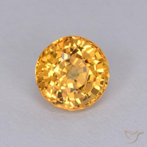 1.05 ct Golden Sapphire Stone, Natural Sapphire in Round Facet Shape for Sale