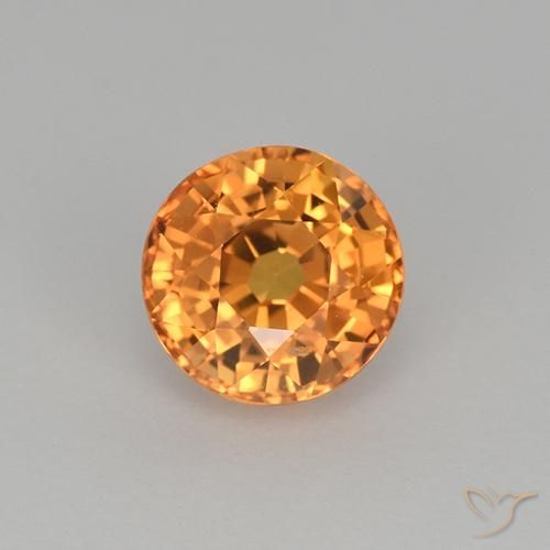 1.00ct Natural Dark Orange Sapphire, Round, VVS