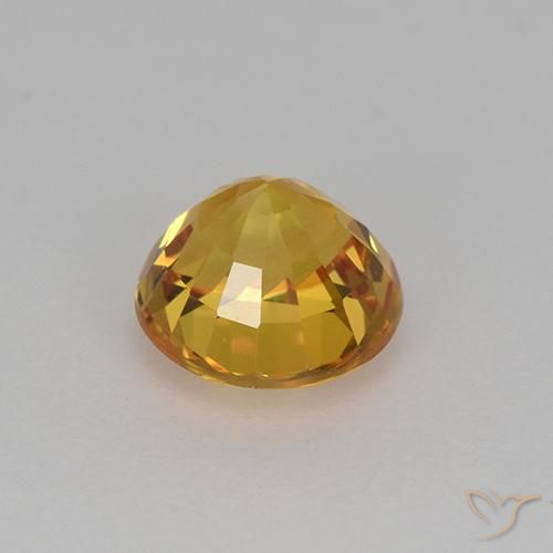 Sapphire Gemstone in 5.5 mm (calibrated) Size for Sale, Sapphire Stone in Deep Orange-Gold Color