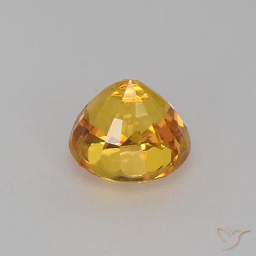 Sapphire Gemstone in 5.5 mm (calibrated) Size for Sale, Sapphire Stone in Deep Golden Orange Color