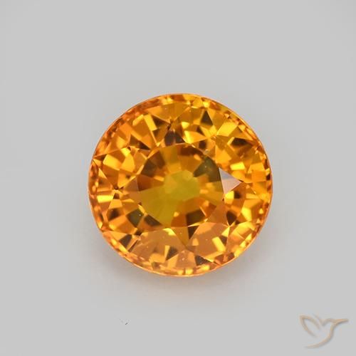 1.08ct Natural Deep Orange-Gold Sapphire, Round, VVS-VS