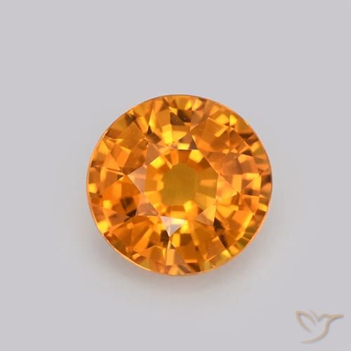 0.99ct Natural Deep Orange-Gold Sapphire, Round, VVS