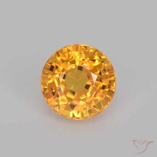 1.03ct Natural Medium Orange Sapphire, Round, VVS