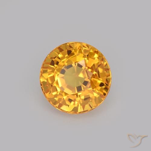 1.03 ct Golden Sapphire Stone, Natural Sapphire in Round Facet Shape for Sale