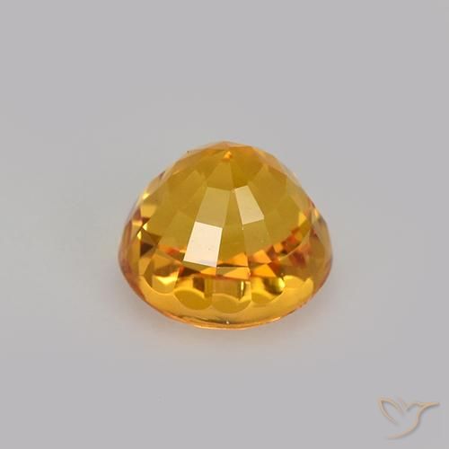 Sapphire Gemstone in 5.3 mm Size for Sale, Sapphire Stone in Medium Orange Color