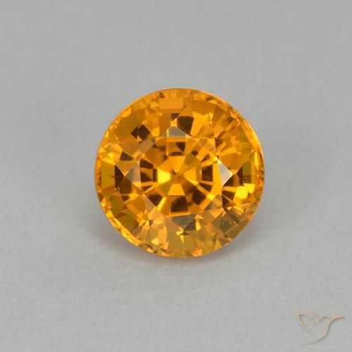 1.00ct Natural Deep Orange-Gold Sapphire, Round, VVS