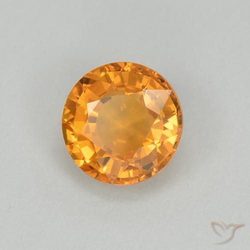 1.01 ct Orange Sapphire Stone, Natural Sapphire in Round Facet Shape for Sale