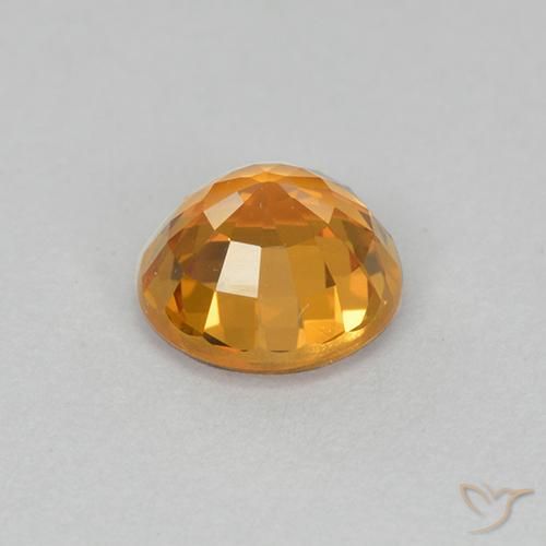 Sapphire Gemstone in 5.7 mm Size for Sale, Sapphire Stone in Medium Orange Color