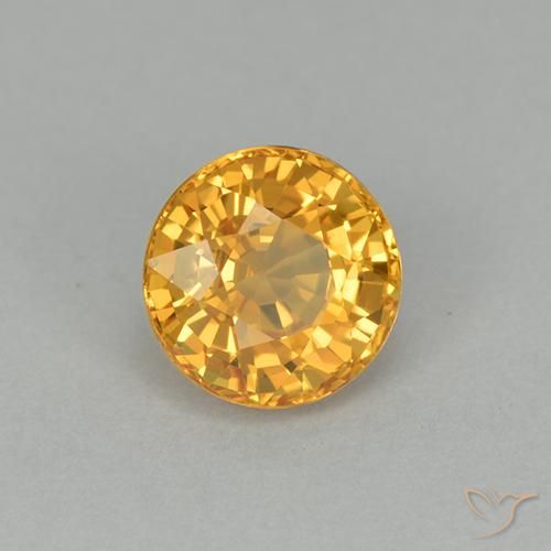1.05 ct Golden Sapphire Stone, Natural Sapphire in Round Facet Shape for Sale