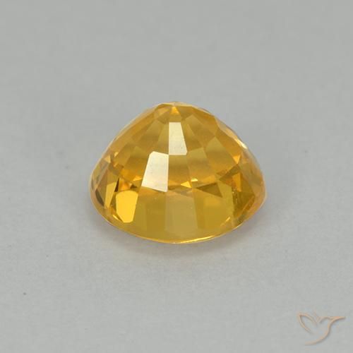 Sapphire Gemstone in 5.7 mm Size for Sale, Sapphire Stone in Deep Gold Color