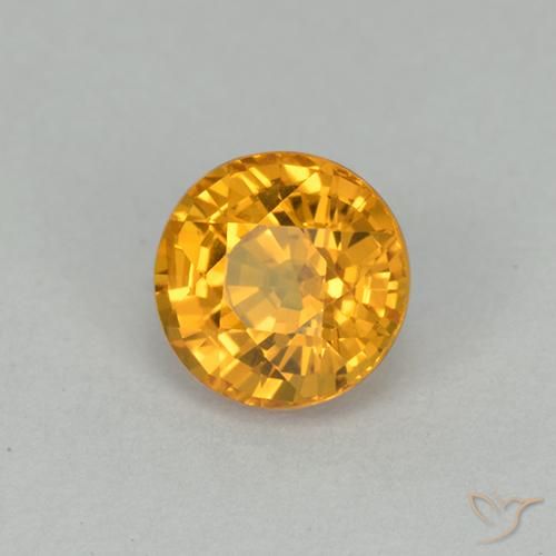 1.00 ct Golden Sapphire Stone, Natural Sapphire in Round Facet Shape for Sale