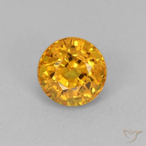 1.02ct Natural Deep Golden Orange Sapphire, Round, VVS