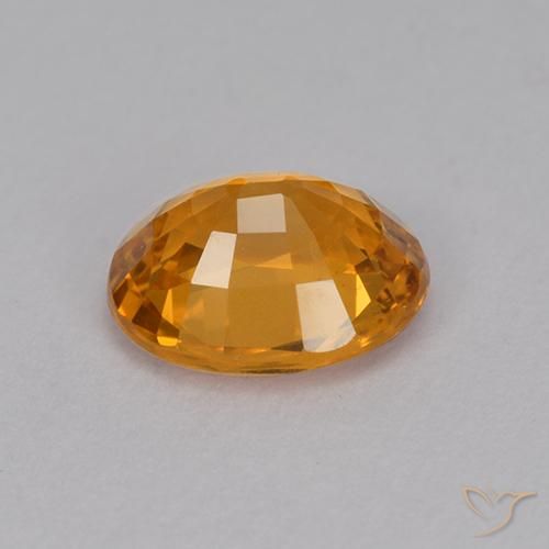 Sapphire Gemstone in 6.9 x 5.6 mm Size for Sale, Sapphire Stone in Deep Orange-Gold Color