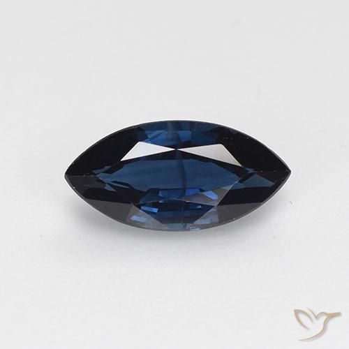 8.3 x 4.1mm Marquise Facet Blue Sapphire from Madagascar, Weight of 0.79ct, Natural heated Gemstone in VS-SI Clarity, 1pc Sapphire - Color: Dark Blue, Mohs Hardness of 9 suitable for daily wear jewelry, Exhibits Great Brilliance, Photo A