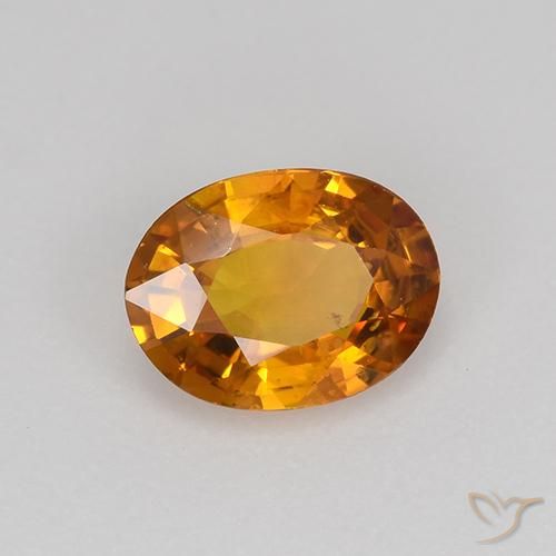 0.80 ct Orange Sapphire Stone, Natural Sapphire in Oval Facet Shape for Sale