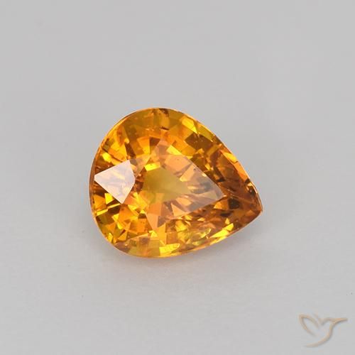 0.77 ct Orange Sapphire Stone, Natural Sapphire in Pear Facet Shape for Sale