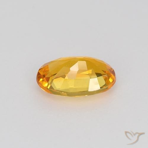 Sapphire Gemstone in 6.5 x 4.3 mm Size for Sale, Sapphire Stone in Deep Orange-Gold Color