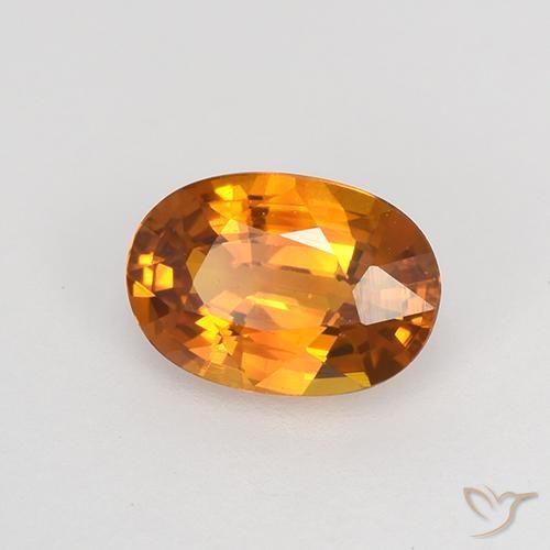 0.77 ct Orange Sapphire Stone, Natural Sapphire in Oval Facet Shape for Sale