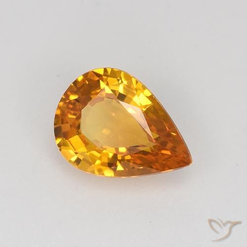 0.72 ct Golden Sapphire Stone, Natural Sapphire in Pear Facet Shape for Sale