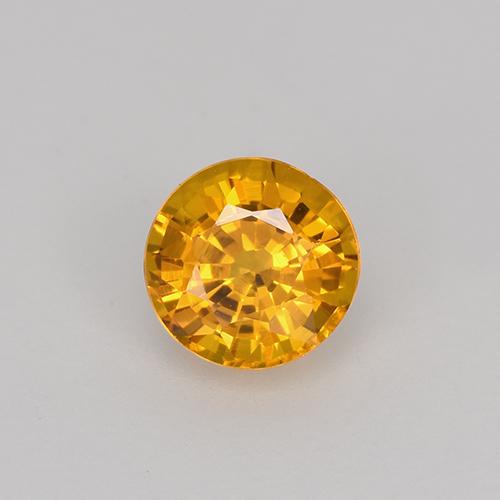 Deep Golden Orange Сапфир Камень - 0.6ct Круглая Фасетная Огранка (ID: 522592)