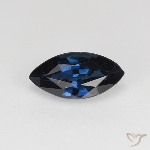 0.7 ct Loose Blue Sapphire, 8.1 x 4 mm Marquise Cut From Madagascar, Photo A