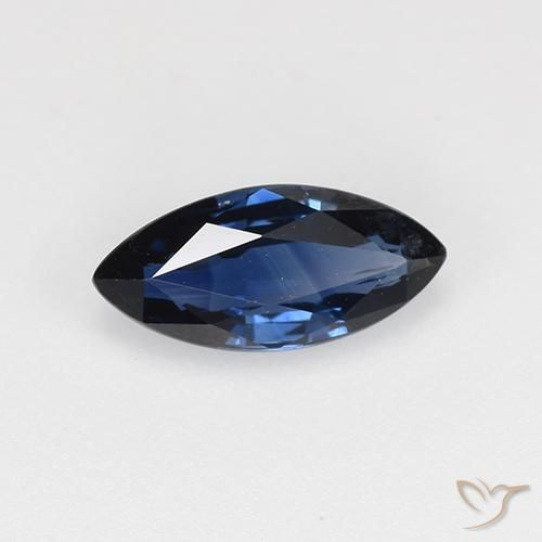 0.65 ct Blue Sapphire Stone, Natural Sapphire in Marquise Facet Shape for Sale