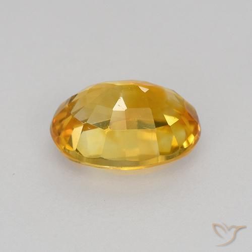 Sapphire Gemstone in 6.3 x 4.8 mm Size for Sale, Sapphire Stone in Deep Golden Orange Color
