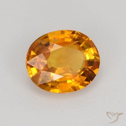 0.80 ct Orange Sapphire Stone, Natural Sapphire in Oval Facet Shape for Sale