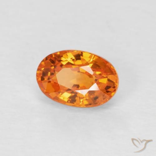 0.78 ct Orange Sapphire Stone, Natural Sapphire in Oval Facet Shape for Sale