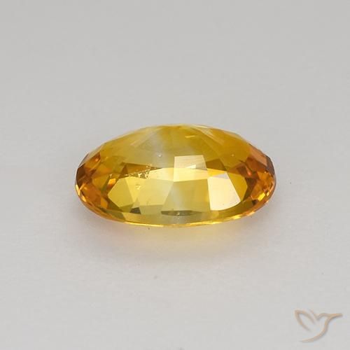 Sapphire Gemstone in 7 x 4.8 mm Size for Sale, Sapphire Stone in Orange-Gold Color