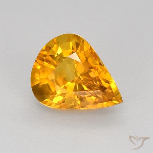 Naranja dorado intenso Zafiro Gema - 0.7ct Corte en forma de pera (ID: 523035)