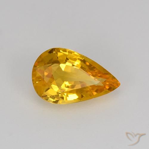 0.64 ct Golden Sapphire Stone, Natural Sapphire in Pear Facet Shape for Sale
