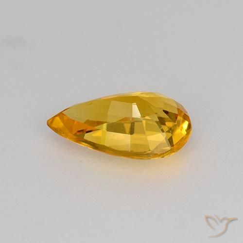 Sapphire Gemstone in 7.1 x 4.4 mm Size for Sale, Sapphire Stone in Medium Orange-Gold Color