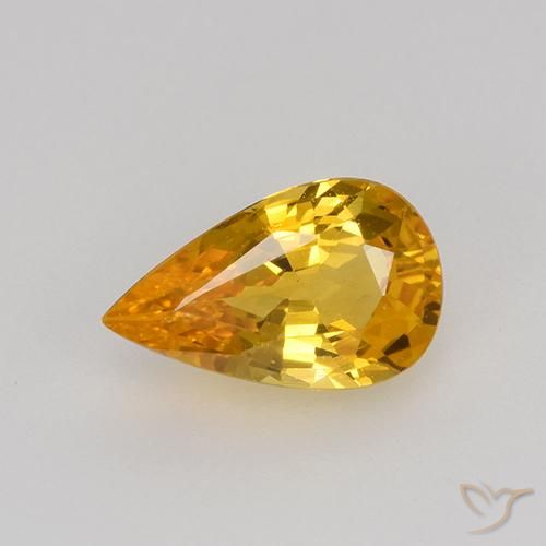 0.75ct Natural Deep Orange-Gold Sapphire, Pear Shape, VVS