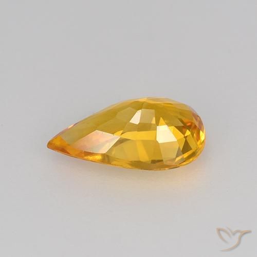 Sapphire Gemstone in 7.5 x 4.6 mm Size for Sale, Sapphire Stone in Deep Orange-Gold Color