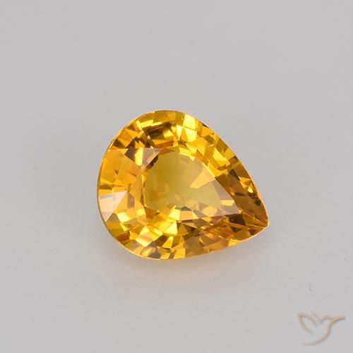 0.70 ct Golden Sapphire Stone, Natural Sapphire in Pear Facet Shape for Sale