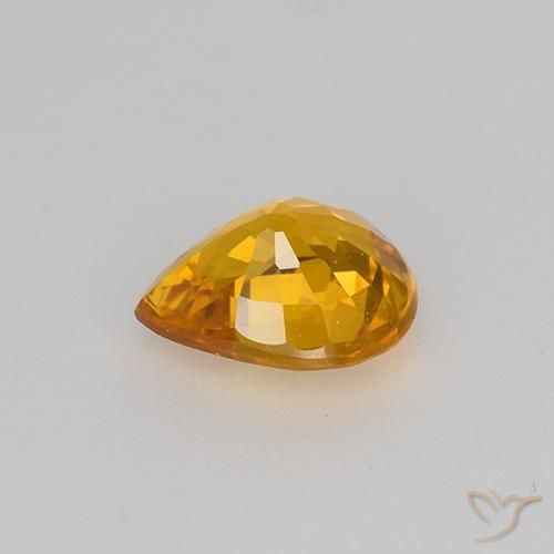 Sapphire Gemstone in 6.1 x 5.1 mm Size for Sale, Sapphire Stone in Deep Golden Orange Color