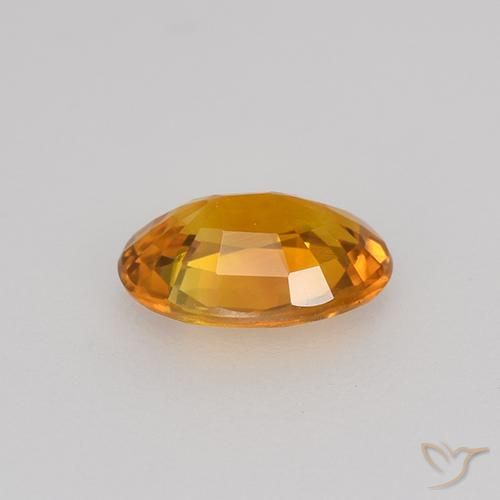 Sapphire Gemstone in 6.7 x 4.6 mm Size for Sale, Sapphire Stone in Deep Orange-Gold Color