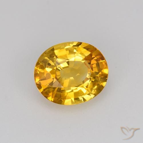 0.84 ct Golden Sapphire Stone, Natural Sapphire in Oval Facet Shape for Sale