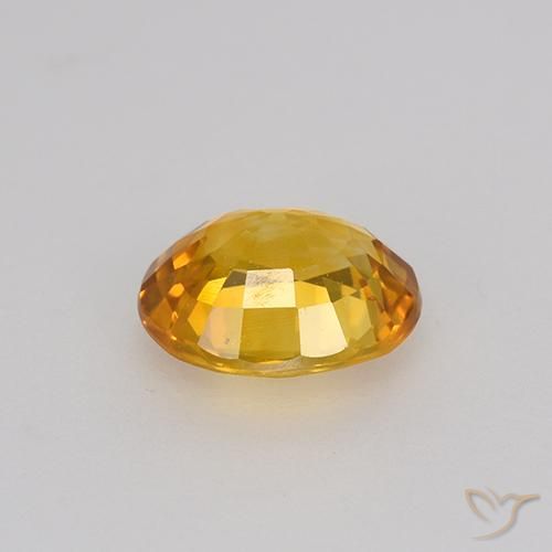 Sapphire Gemstone in 6.2 x 5.2 mm Size for Sale, Sapphire Stone in Medium Orange-Gold Color