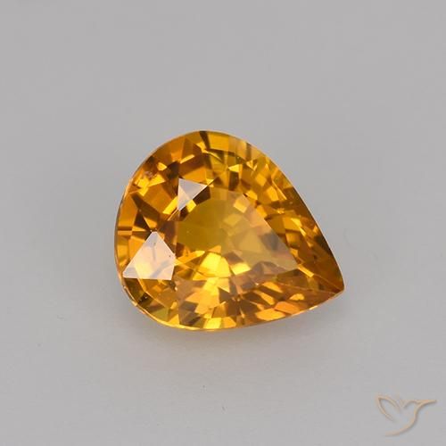 0.79 ct Golden Sapphire Stone, Natural Sapphire in Pear Facet Shape for Sale