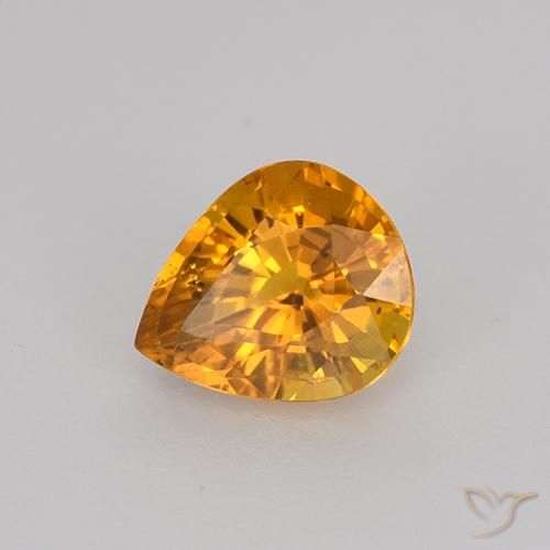 0.82 ct Golden Sapphire Stone, Natural Sapphire in Pear Facet Shape for Sale