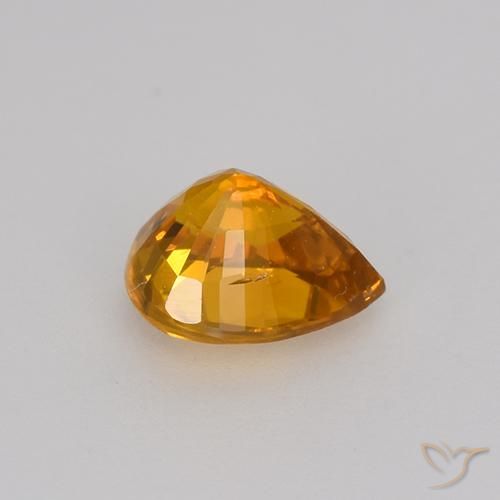Sapphire Gemstone in 6.1 x 5.2 mm Size for Sale, Sapphire Stone in Deep Orange-Gold Color
