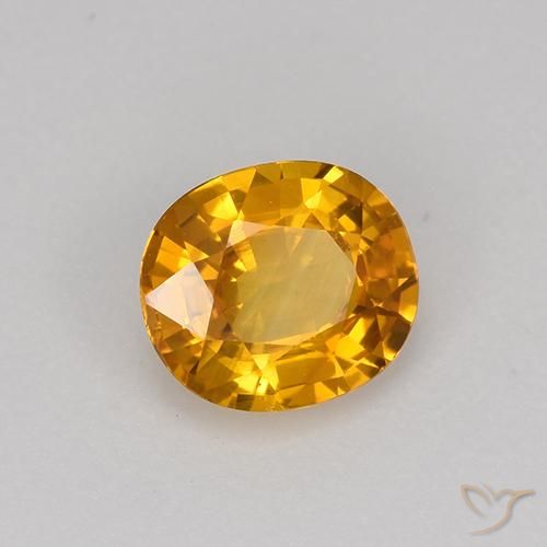 0.75 ct Golden Sapphire Stone, Natural Sapphire in Oval Facet Shape for Sale